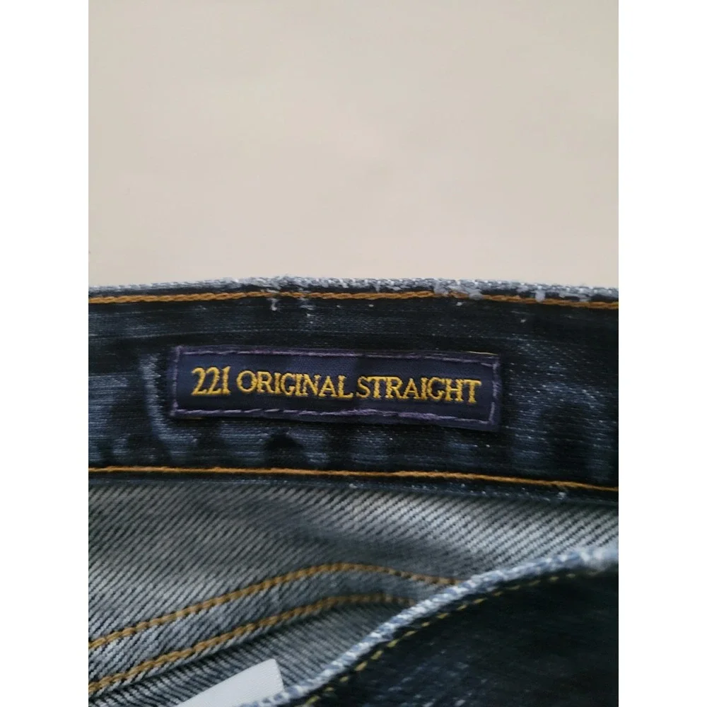Lucky Brand‎ Mens Blue Solid Button Fly 221 Original Straight Jeans 38x34